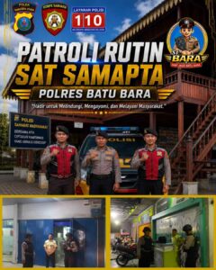 Sat Samapta Polres Batu Bara Lakukan Patroli Roda-4, Antisipasi Kejahatan 3C dan Begal