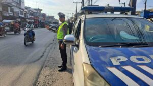Sat Lantas Polres Batu Bara Laksanakan Gatur Sore di Jalinsum Pajak Delima Indrapura   
