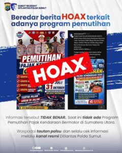 Subdit Regident Ditlantas Polda Sumut Ingatkan Masyarakat: Berita Pemutihan Pajak Kendaraan Gratis HOAX