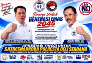 LPA Deli Serdang Apresiasi Satresnarkoba Polresta Deli Serdang – Ungkap Kasus Narkoba Besar, Selamatkan 250 Ribu Jiwa   