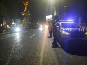 Sat Lantas Polres Pematangsiantar Laksanakan Blue Light Patrol Malam, Pantau Jalan Sutomo dan Jalan Gereja   