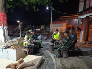 Patroli Malam Koramil 01 Wonogiri, Bersama Linmas dan Polsek Jaga Kondusivitas Kota