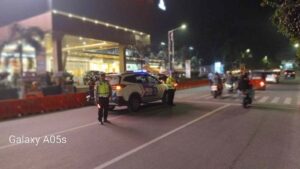 Patroli Blue Light Malam di Jalan Sriwijaya Bawah, Sat Lantas Pematangsiantar Jaga Kamseltibcarlantas Inti Kota