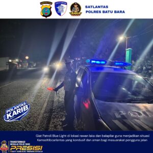 Patroli Malam Sat Lantas Polres Batu Bara, Senter Appil Dihidupkan di Titik Rawan Laka dan Balap Liar   