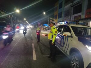 Sat Lantas Polres Pematangsiantar Jaga Kelancaran Arus Lalu Lintas di Jalan Merdeka–Pasar Horas