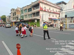 Sat Lantas Polres Pematangsiantar Pasang 33 Titik Pengaturan, Jaga Kelancaran Arus Lalu Lintas Pagi Hari